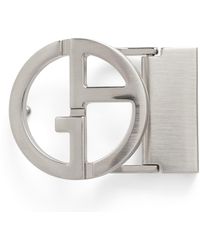 Giorgio Armani - Brushed Palladium-Plated Ga Logo Belt Buckle - Lyst