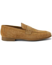 Kurt Geiger - Croc-Embossed Suede Aldgate Flex Loafers - Lyst