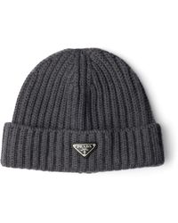 Prada - Wool Logo Beanie - Lyst