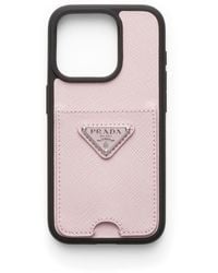 Prada - Saffiano Leather Iphone 15 Pro Case - Lyst