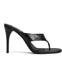 Alaïa - Croc-Embossed Leather Thong Mules 90 - Lyst