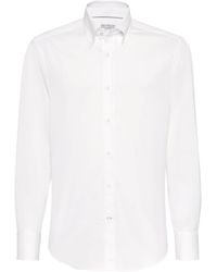 Brunello Cucinelli - Cotton Twill Slim Shirt - Lyst