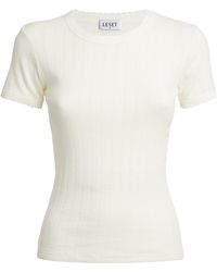 Leset - Rib-Knit Pointelle T-Shirt - Lyst