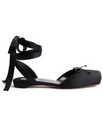 Christian Louboutin - Cassia Lace-Up Satin Ballet Flats - Lyst