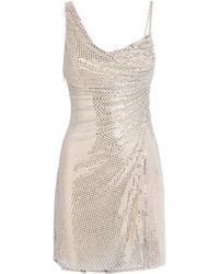 Self-Portrait - Rhinestone Draped Mini Dress - Lyst