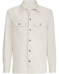 Brunello Cucinelli - Cotton Gabardine Pocket Shirt - Lyst