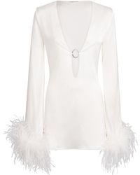 Oséree - Feather-Trim Kaftan Mini Dress - Lyst