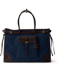 Prada - Denim And Leather Bonnie Tote Bag - Lyst