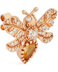 BeeGoddess - Rose Gold, Diamond And Citrine Honey Queen Bee Single Earring - Lyst