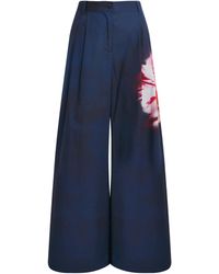 MAX&Co. - Cotton Floral Wide-Leg Trousers - Lyst
