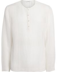 Commas - Sheer Stripe Henley T-Shirt - Lyst