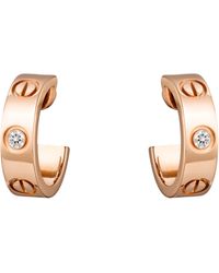 Cartier - Rose Gold And Diamond Love Earrings - Lyst