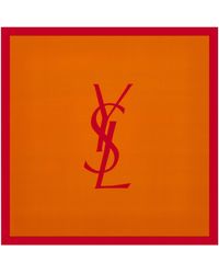 Saint Laurent - Silk Cassandre Square Scarf - Lyst