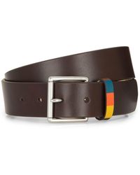 Paul Smith Gestreifter Ledergürtel - Braun
