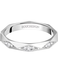 Boucheron - Platinum And Diamond Facette Wedding Band - Lyst