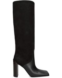 Alaïa - Leather Suede-Trim Knee-High Boots 90 - Lyst