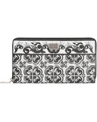 Dolce & Gabbana - Grained Calfskin Majolica Zip-Around Wallet - Lyst