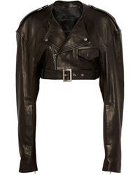 Rick Owens - Leather Cropped Giacca Jacket - Lyst