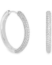 Astrid & Miyu - Rhodium-Plated Pavé Essential Hoop Earrings - Lyst