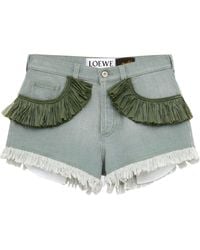 Loewe - X Paula's Ibiza Frayed-hem Denim Shorts - Lyst