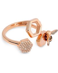 BeeGoddess - Rose Gold And Diamond Honeycomb Ring (size 54) - Lyst
