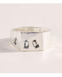 The Ouze - Sterling And Aquamarine Tri Signet Ring - Lyst