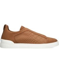 ZEGNA - Crocodile Leather Triple Stitch Secondskin Sneakers - Lyst