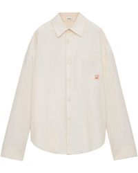 Loewe - Cotton Shirt With An Embroidered Anagram Logo - Lyst