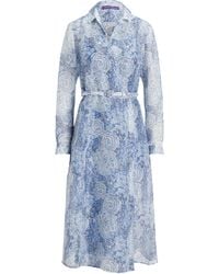 Ralph Lauren - Linen-Silk Floral Aniyah Midi Dress - Lyst