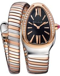 BVLGARI - Rose, Stainless Steel And Diamond Serpenti Tubogas Watch - Lyst