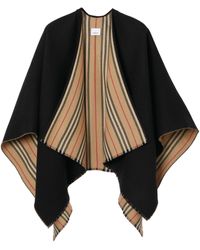 Burberry Wool Icon Stripe Cape - Black