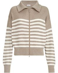 Brunello Cucinelli - Rib-Knit Stripe Cardigan - Lyst
