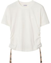 Burberry - T-Shirt With Check Finishes - Lyst