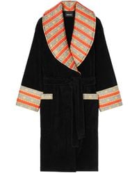 Versace - Satin-Trim Terry Robe - Lyst