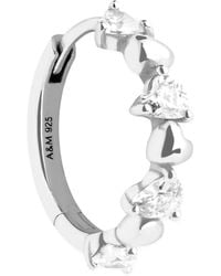 Astrid & Miyu - Rhodium-Plated Heart Cluster Single Hoop Earring - Lyst