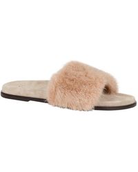 Max Mara Fur Arley Slides - Natural