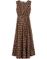 Max Mara - Silk Polka-Dot Martina Midi Dress - Lyst