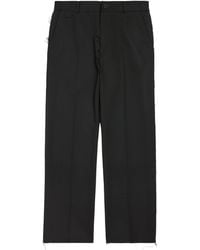 Balenciaga - Wool Frayed Wide-Leg Trousers - Lyst