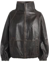 Sandro - Oversized Leather Jacket - Lyst