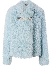 Burberry Chain Detail Shearling Jacket - Blue