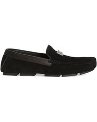 Dolce & Gabbana - Split Calfskin Logo Plaque Driving Shoes - Lyst