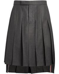 Thom Browne - Wool Pleated Midi Skirt - Lyst