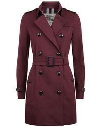 Burberry Gabardine Trench Coat - Purple
