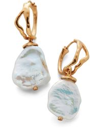 Monica Vinader - X Mother Of Pearl Large Vermeil And Keshi Pearl Drop Earrings - Lyst