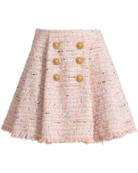 Balmain - Tweed Flared Mini Skirt - Lyst