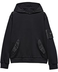 Prada - Cotton-Fleece And Re-Nylon Hoodie - Lyst