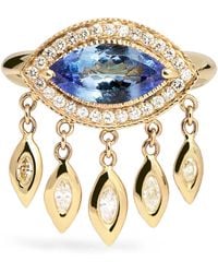 Jacquie Aiche - Diamond And Tanzanite Evil Eye Shaker Ring - Lyst
