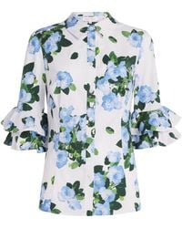 Carolina Herrera - Rose Print Ruffle-Sleeve Shirt - Lyst