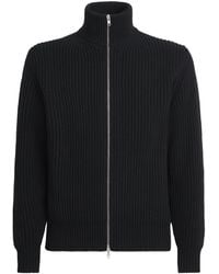 MM6 by Maison Margiela - Wool-Blend Ribbed Zip-Up Sweater - Lyst