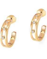 Messika - Yellow Gold And Diamond Move Classique Hoop Earrings - Lyst